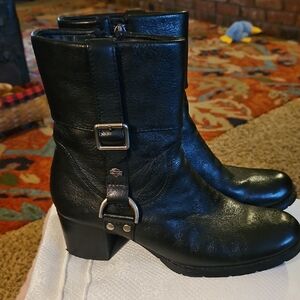 Harley-Davidson Black Leather Heeled Boots Sz 8